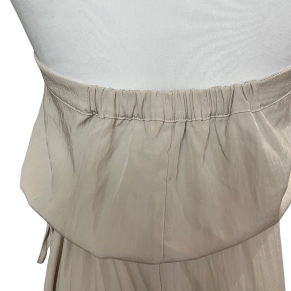 GAP Maxi Dress Size Medium Beige Strapless Satin Drawstring Party Cruise Summer - Picture 6 of 9